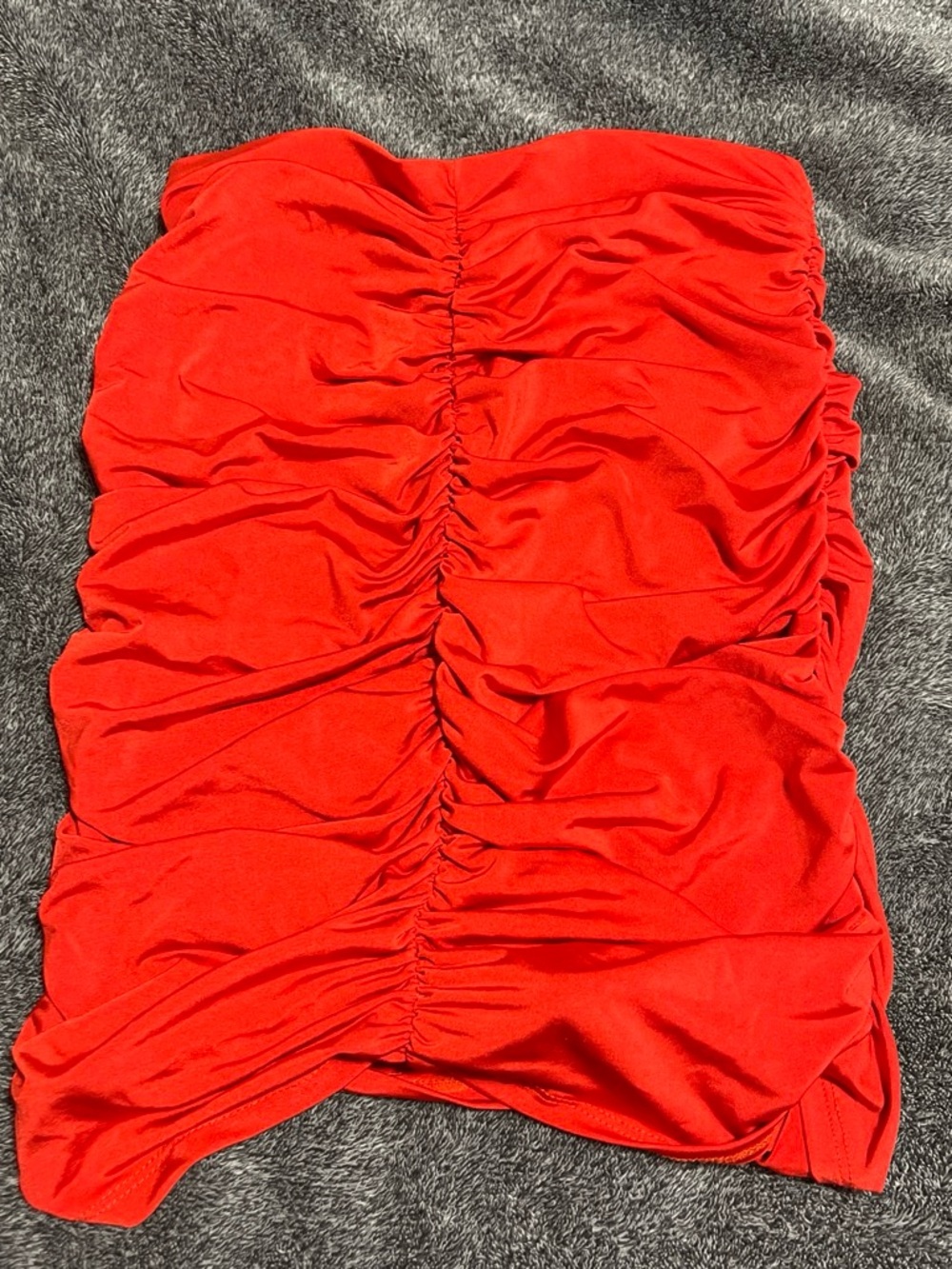 Fashion Nova Red Ruched Strapless Mini Skirt